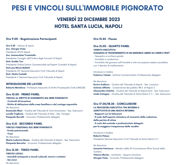 News dall’Associazione Delegati Vendite Giudiziarie del Distretto della Corte di Appello di Napoli